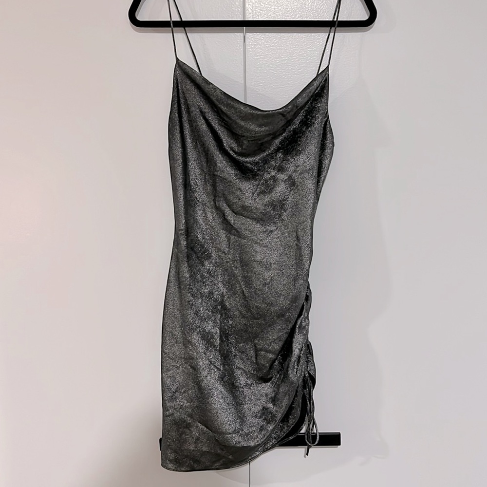 Soft and form fitting silver chrome dress from topshop US size 4, fits small